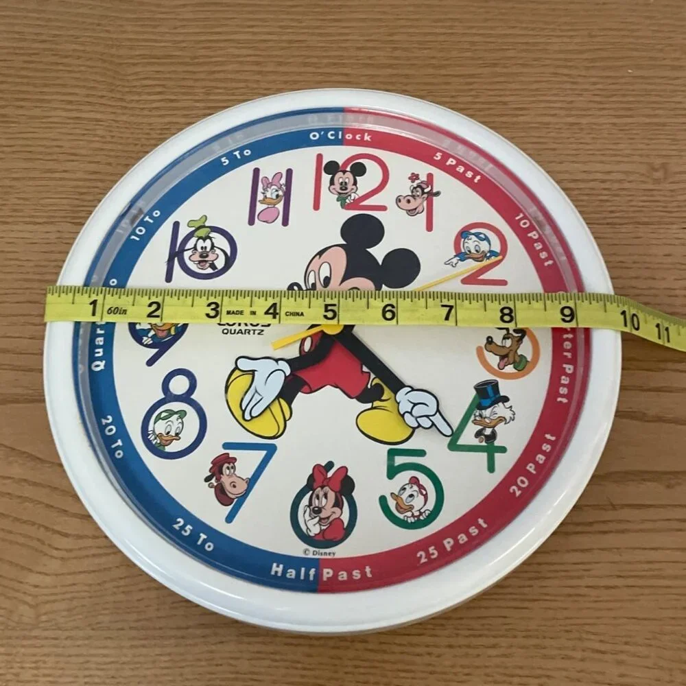 Vtg Walt Disney Mickey Mouse Wall Clock Lorus Quartz Moving Arms Works Orig Box